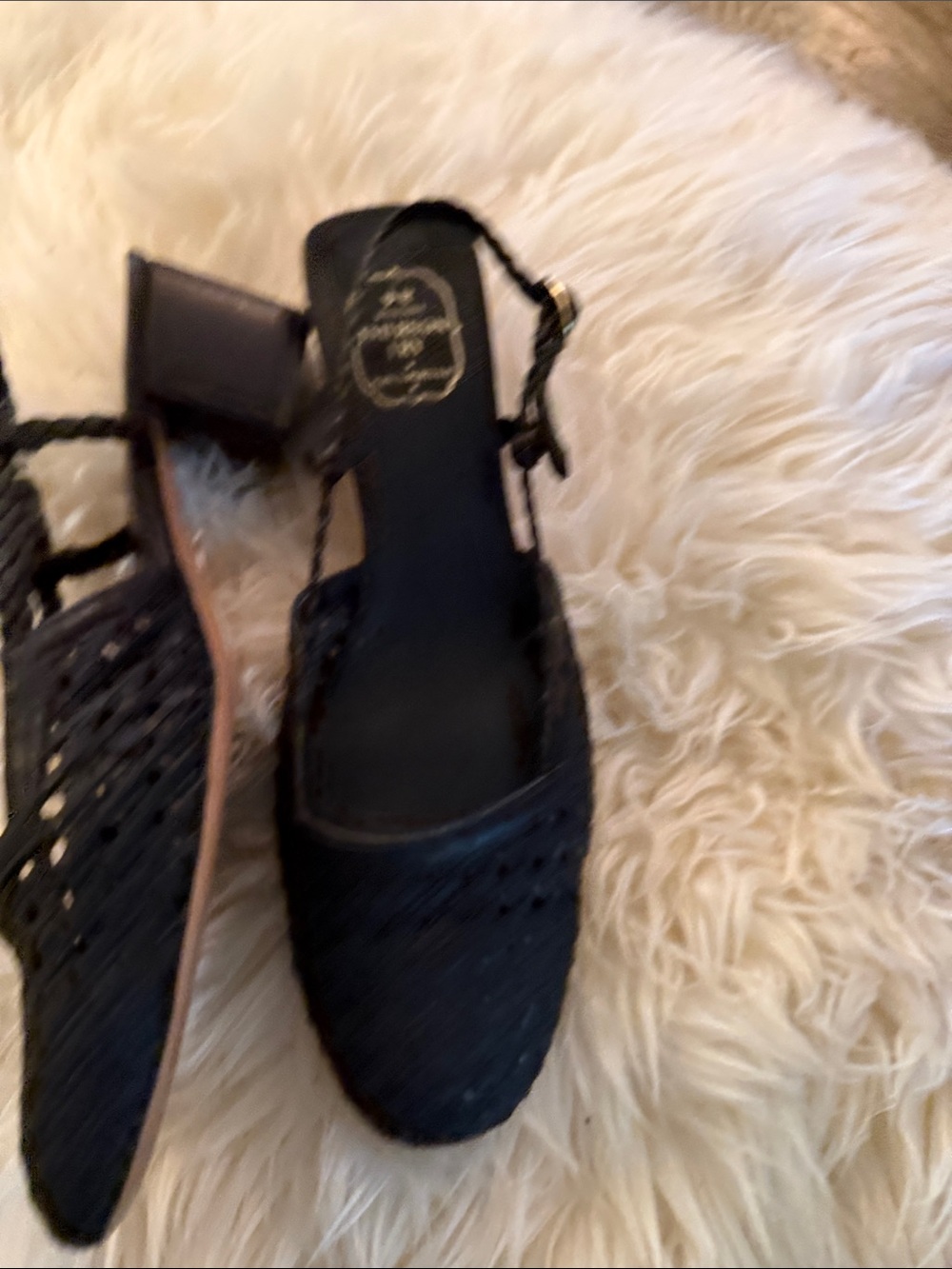 Emerson Fry Black Woven Slingback Mules - Picture 3 of 8